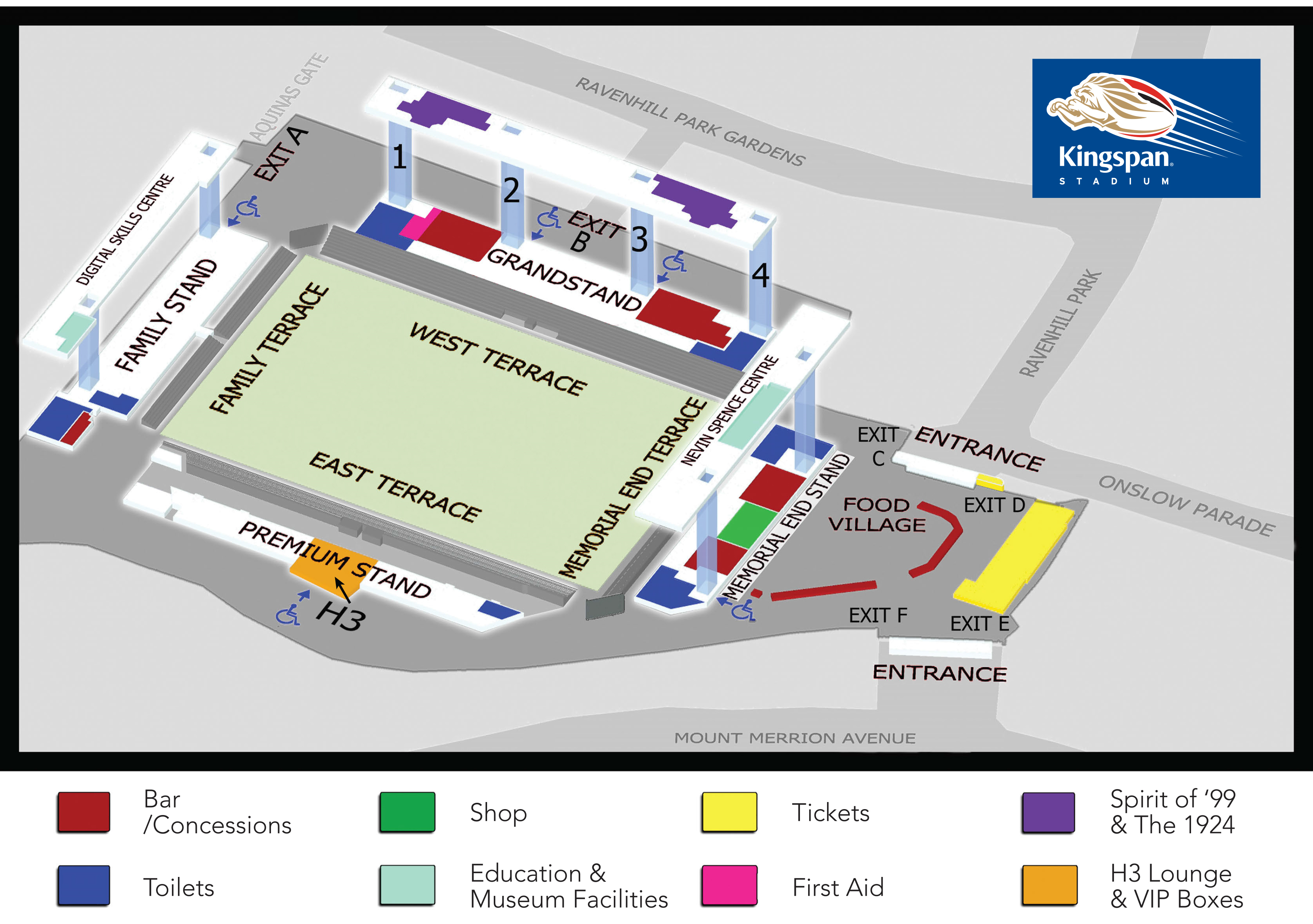 Kingspan Stadium map